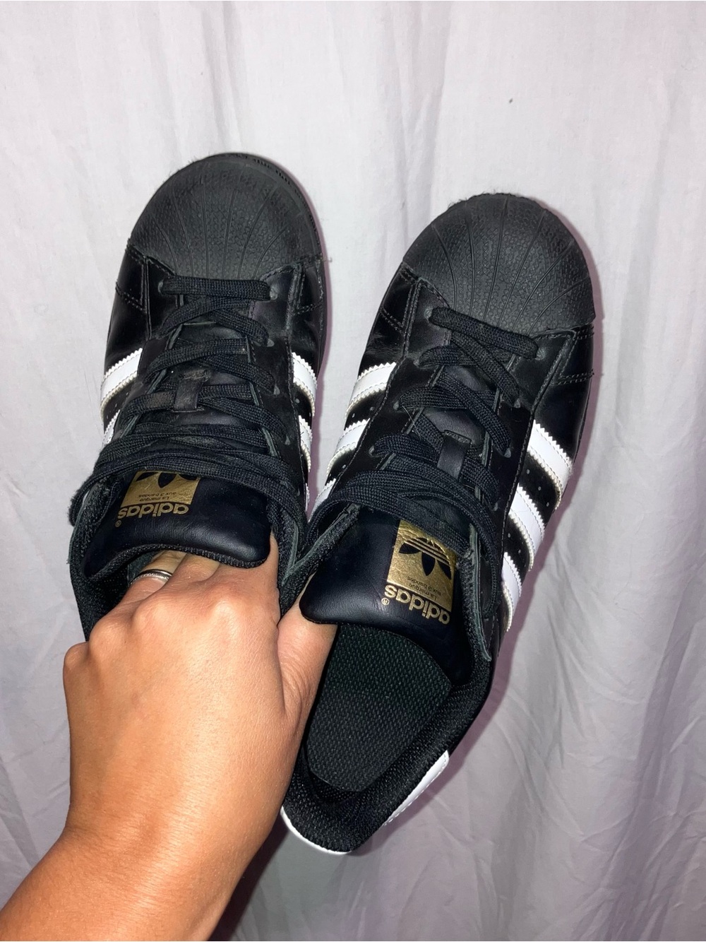 Adidas Black and White Superstar Sneakers
